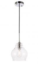 Elegant LD6199C - Pierce 1 Light Chrome and Clear Seeded Glass Pendant