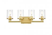 Elegant LD7316W25BRA - Saanvi 4 Light Brass and Clear Bath Sconce