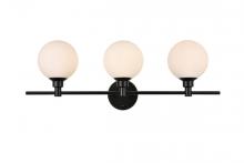 Elegant LD7317W28BLK - Cordelia 3 light Black and frosted white Bath Sconce