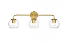 Elegant LD7321W28BRA - Genesis 3 light Brass and Clear Bath Sconce