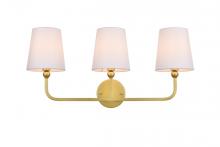 Elegant LD7322W26BRA - Colson 3 light Brass and Clear Bath Sconce