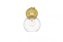 Elegant LD7325W6BRA - Kai 1 Light Brass and Clear Bath Sconce