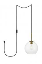 Elegant LDPG2212BR - Baxter 1 Light Brass plug-in Pendant With Clear Glass