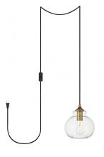 Elegant LDPG2245BR - Destry 1 Light brass plug-in Pendant With Clear Glass