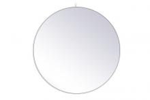 Elegant MR4745WH - Metal Frame Round Mirror with Decorative Hook 45 Inch in White