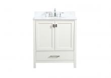 Elegant VF18830WH-BS - 30 Inch Single Bathroom Vanity in White with Backsplash