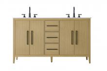 Elegant VF29360DMHB - 60 Inch Double Bathroom Vanity In Honey Brown