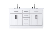 Elegant VF29760DWH - Alden 60 inch Double Bathroom Vanity in White