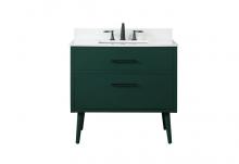 Elegant VF41036MGN-BS - 36 Inch Bathroom Vanity in Green with Backsplash