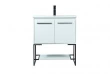 Elegant VF42530MWH - 30 Inch Single Bathroom Vanity in White