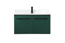 Elegant VF44536MGN-BS - 36 Inch Single Bathroom Vanity in Green with Backsplash