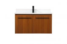 Elegant VF44536MTK-BS - 36 Inch Single Bathroom Vanity in Teak with Backsplash