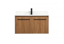 Elegant VF44536WB-BS - 36 Inch Single Bathroom Vanity in Walnut Brown with Backsplash