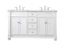 Elegant VF50060DWH - 60 Inch Double Bathroom Vanity Set in White