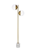 Elegant LD6115BR - Eclipse 2 Lights Brass Floor Lamp With Clear Glass