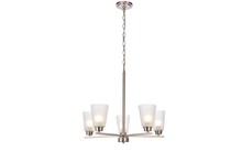 Elegant LD8002D24BN - Biff Collection Chandelier D24 H22 Lt:5 Brushed Nickel Finish