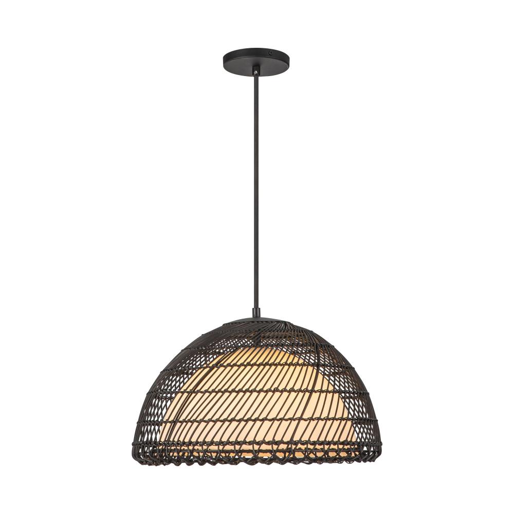 Bondi 16-in Matte Black/Opal Glass 1 Light Pendant