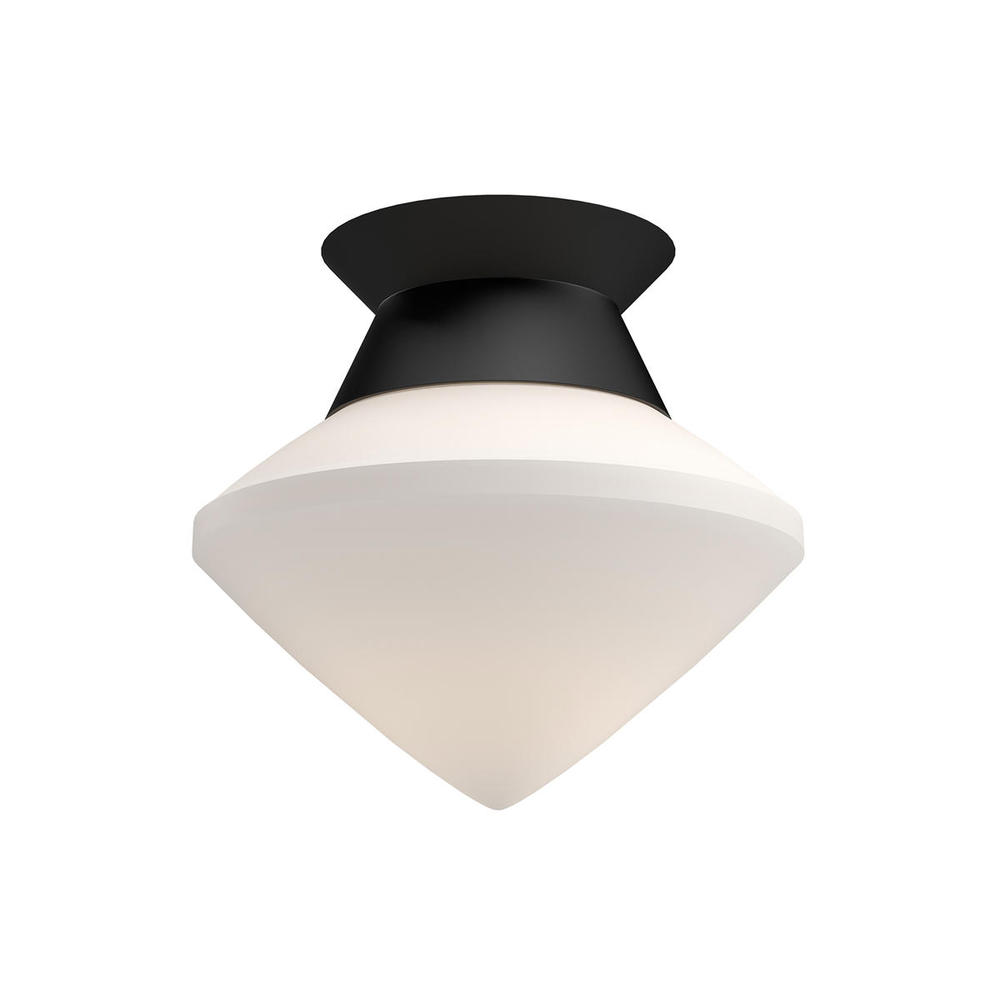 Nora 8-in Matte Black/Opal Matte Glass 1 Light Flush Mount