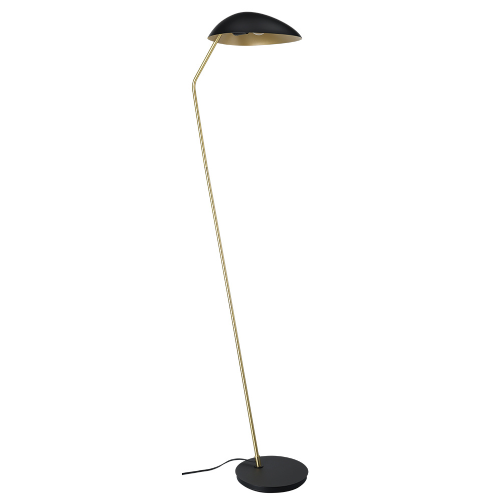 1 LT Floor Lamp Black Finish w/ Brushed Brass Accents & Black Metal Shade