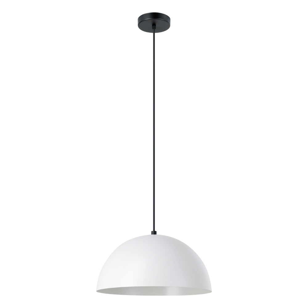 1 LT Dome Pendant w/ Grey Exterior & White Interior Metal Shade