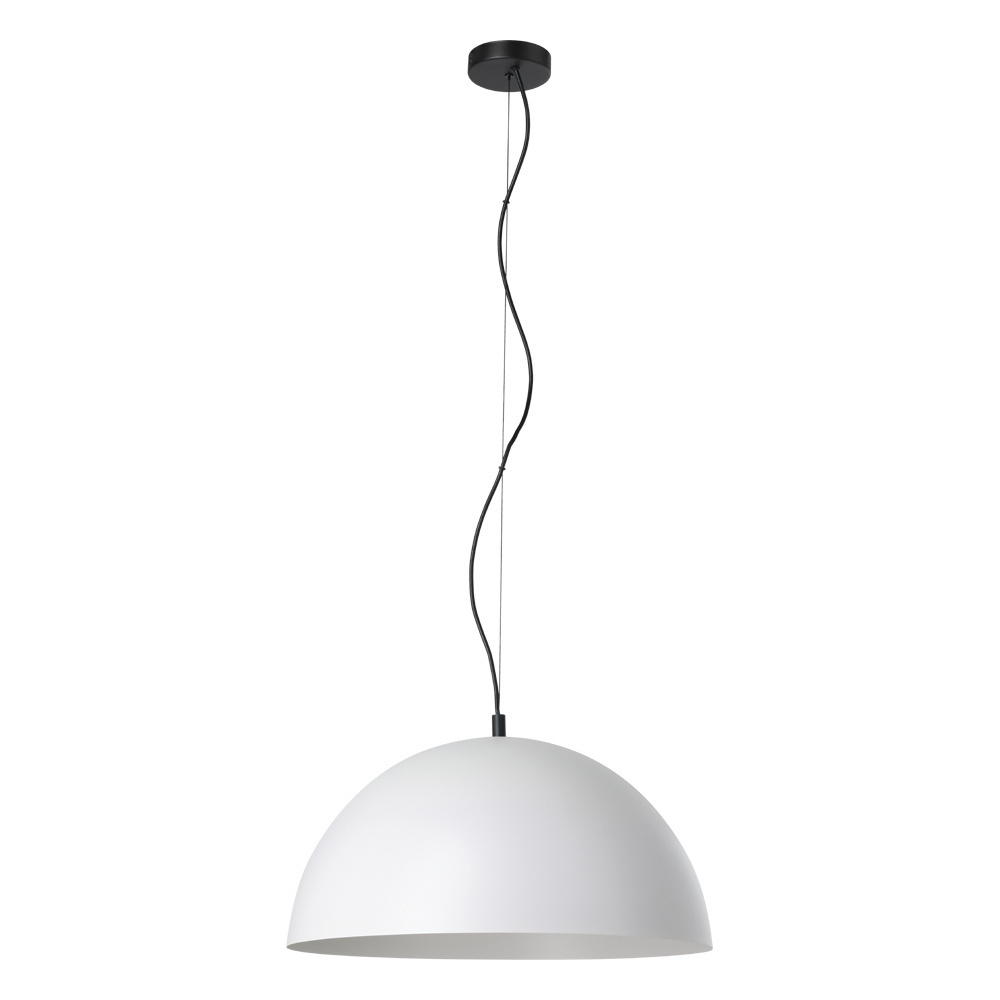 1 LT Dome Pendant w/ Grey Exterior & White Interior Metal Shade