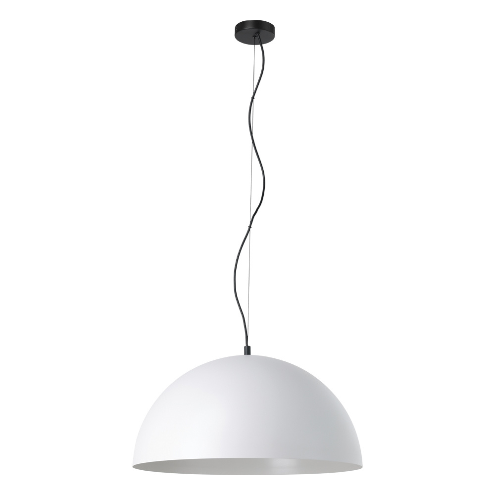 1 LT Dome Pendant w/ Grey Exterior & White Interior Metal Shade