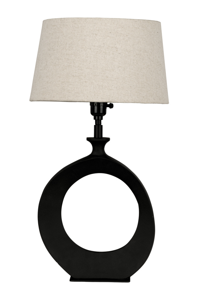 1 LT Table Lamp w/ Structured Black Finish & Natural Exterior w/ White Interior Shade
