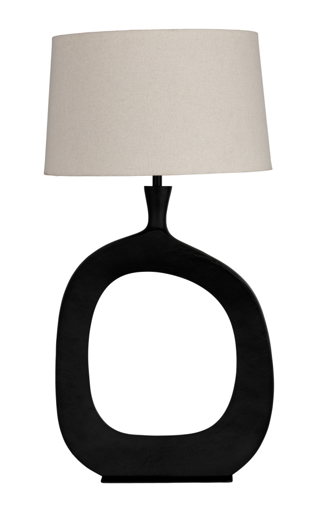 1 LT Table Lamp w/ Structured Black Finish & Natural Exterior w/ White Interior Shade