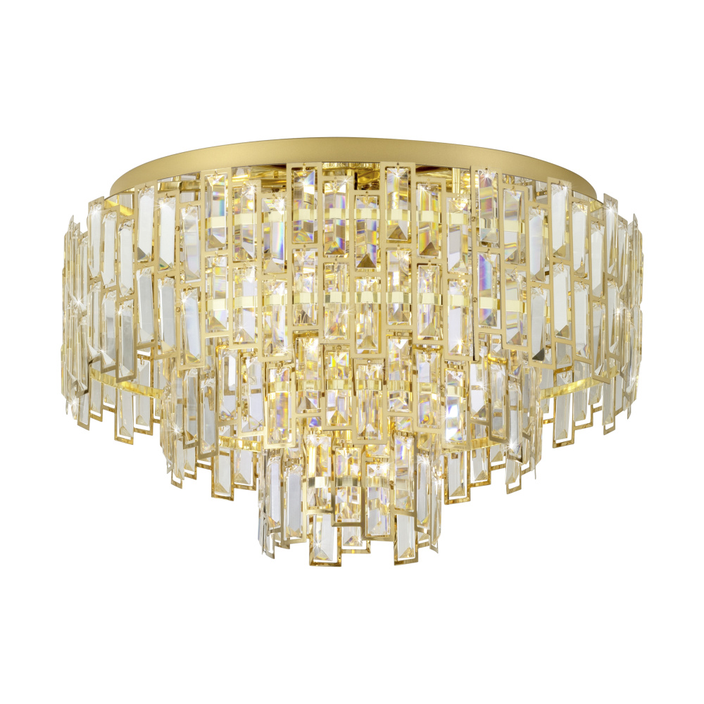 10 LT Ceiling Light w/ Brass Finish & Clear Glass Crystal Elements