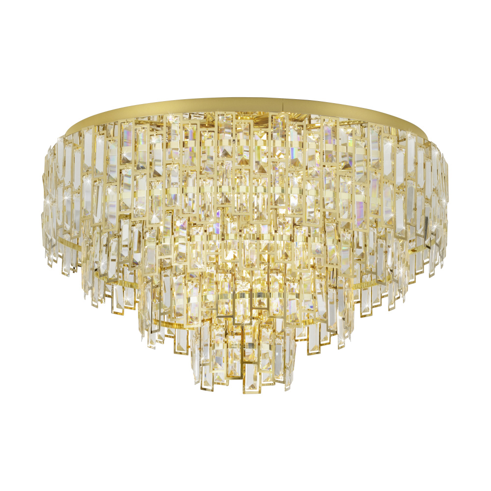 10 LT Ceiling Light w/ Brass Finish & Clear Glass Crystal Elements