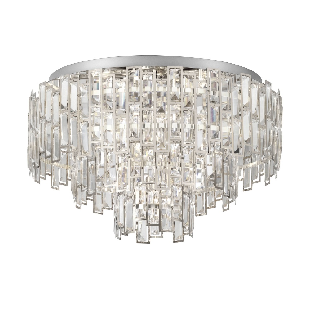 10 LT Ceiling Light w/ Chrome Finish & Clear Glass Crystal Elements