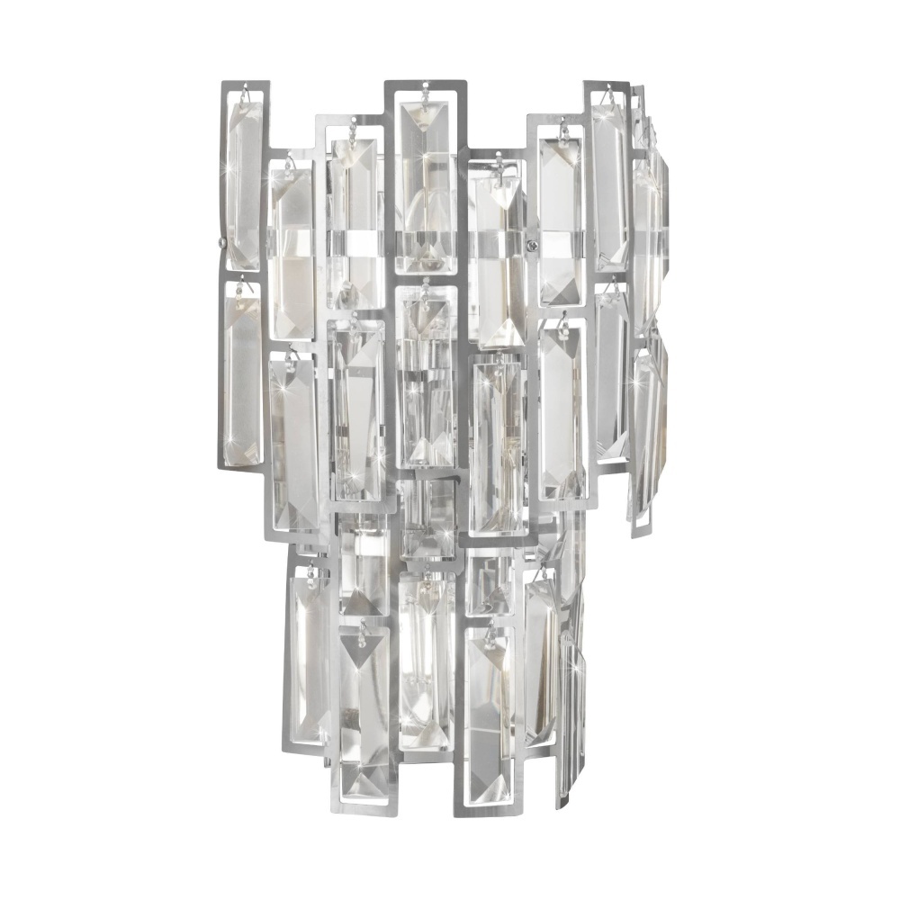 3 LT Wall Light w/ Chrome Finish & Clear Glass Crystal Elements