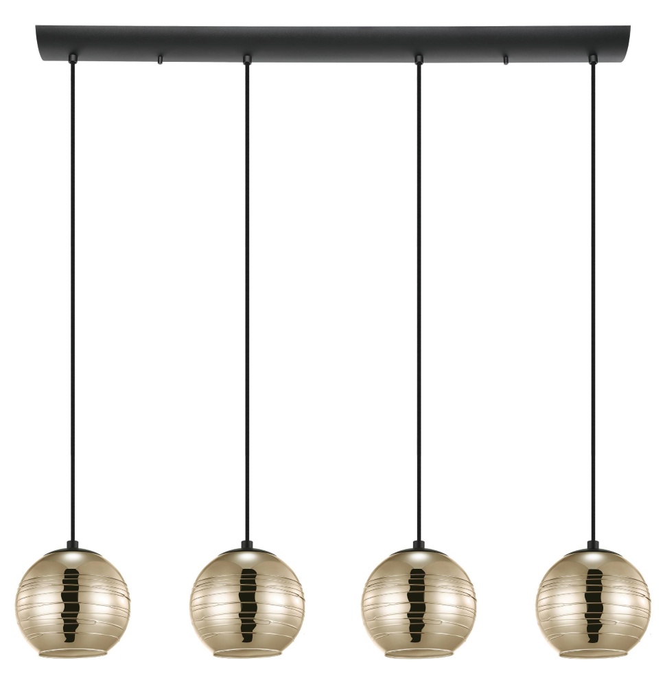 4 LT Linear Pendant w/ Black Finish & Gold Smoked Glass Shades