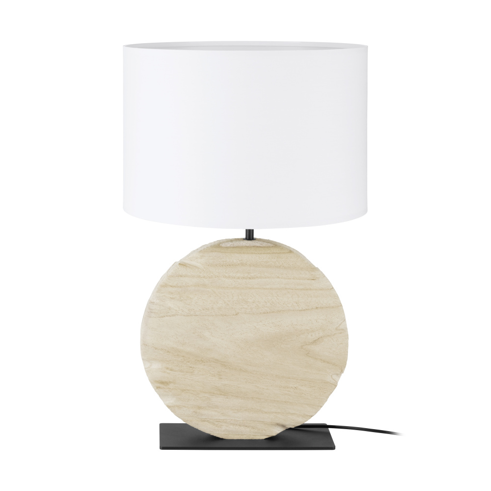 1 LT Table Lamp w/ a Natural Wood Body & White Fabric Shade