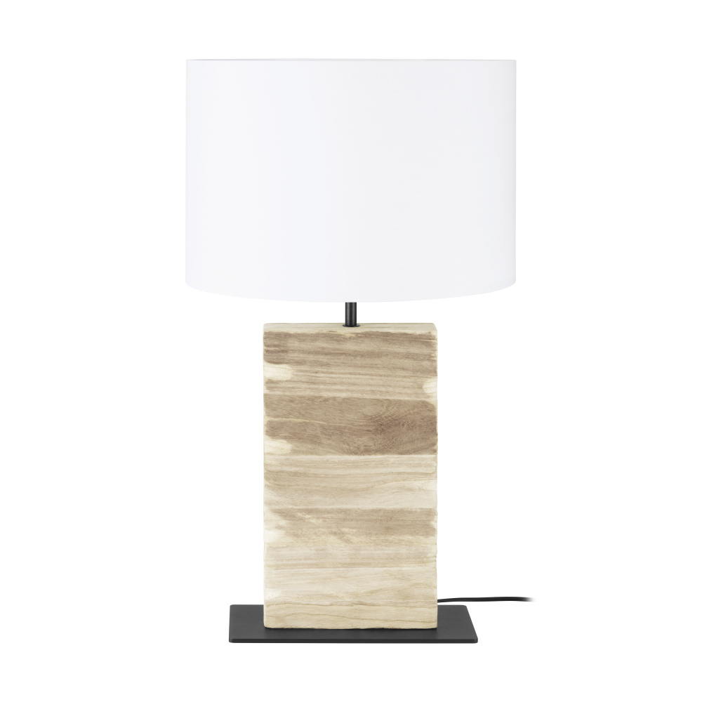 1 LT Table Lamp w/ a Natural Wood Body & White Fabric Shade