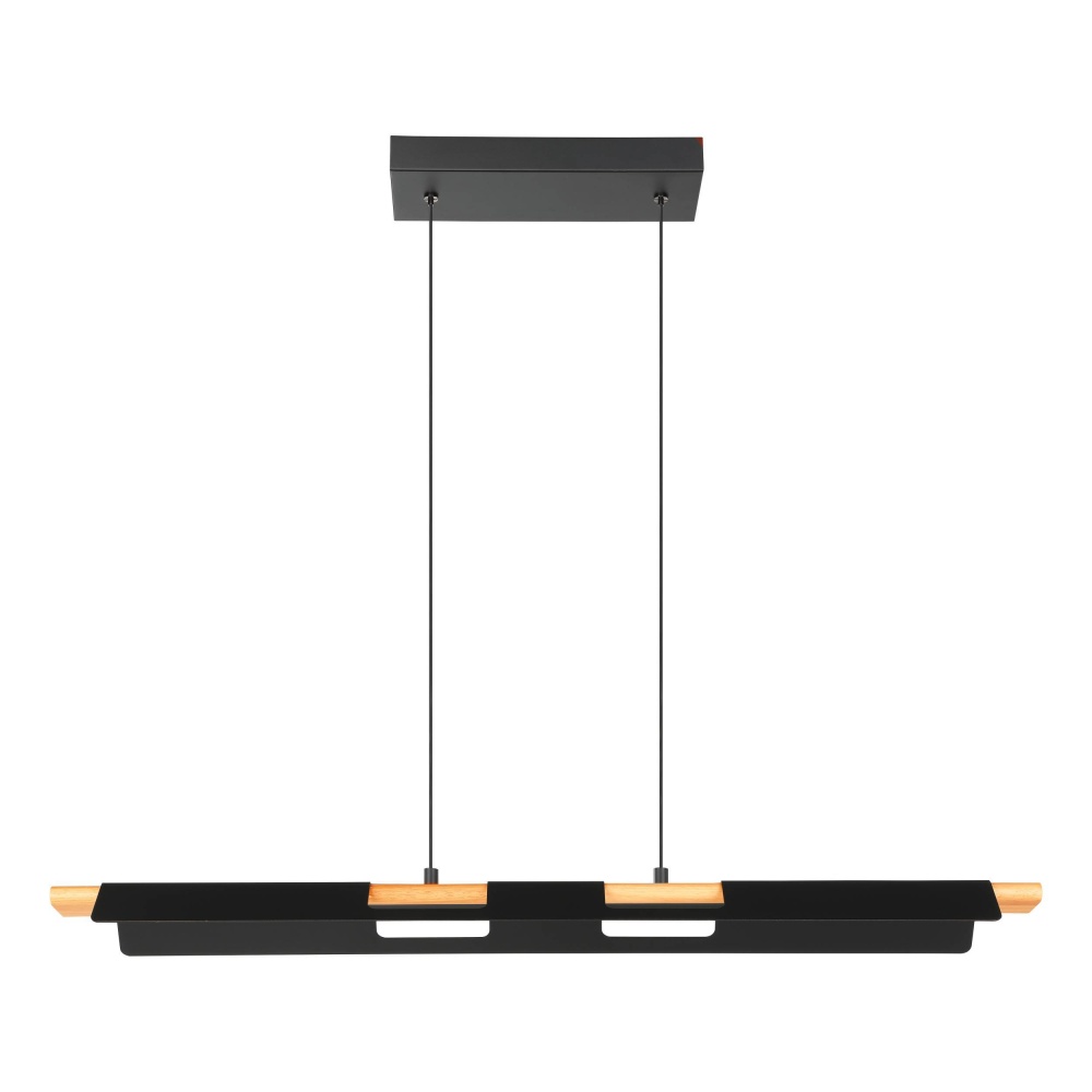 Integrated LED Linear Pendant w/ Black & Wood Finish