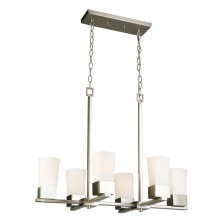Eglo Canada 202857A - 6 LT Multi Light Pendant w/ Brushed Nickel Finish & Frosted Glass Shades