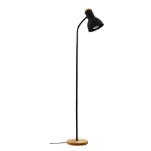 Eglo Canada 205633A - 1 LT Floor Lamp Black w/ Wood Accents & Black Metal Shade
