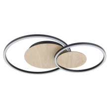 Eglo Canada 205747A - 2 LT Integrated LED Ceiling Light w/ Black & Veneer Oak Finish