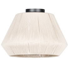 Eglo Canada 205757A - 1 LT Ceiling Light w/ Cream Textile Thread Shade & Wood Canopy