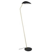 Eglo Canada 205883A - 1 LT Floor Lamp Black Finish with Brushed Brass Accents and Black w/ White Interior Metal Shade