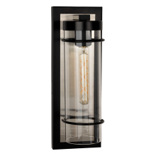 Eglo Canada 206292A - 1 LT Outdoor Wall Light w/ Black Finish, Brushed Nickel Backplate & Clear Glass Shade