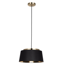Eglo Canada 206803A - 3 LT Pendant w/ Black Finish & Black w/ Brushed Brass Interior Fabric Shade