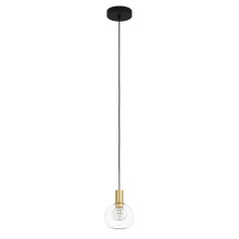 Eglo Canada 206858A - 1 LT LED Mini Pendant w/ Black Finish & Brushed Gold Accents w/ Clear Glass Shade