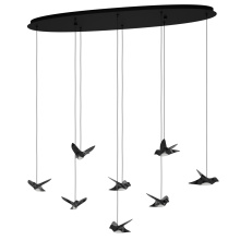 Eglo Canada 390055A - 8 LT LED Oval Pendant w/ Black Finish &  Black Chrome Bird Shaped Shades