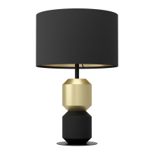 Eglo Canada 390188A - 1 LT Table Lamp w/ Black & Brushed Brass Base & Black w/ Brushed Brass Colored Interior Fabric Shade