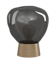 Eglo Canada 390321A - 1 LT Table Lamp w/ Wood Finish & Chrome Smoked Glass Shade