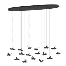 Eglo Canada 390353A - 17 LT LED Linear Pendant w/ Black Finish & Black Chrome Bird Shaped Shades