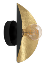 Eglo Canada 390394A - 1 LT Wall Light w/ Black Finish & Black Exterior w/ Gold Leaf Interior Shade