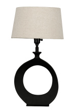 Eglo Canada 390423A - 1 LT Table Lamp w/ Structured Black Finish & Natural Exterior w/ White Interior Shade
